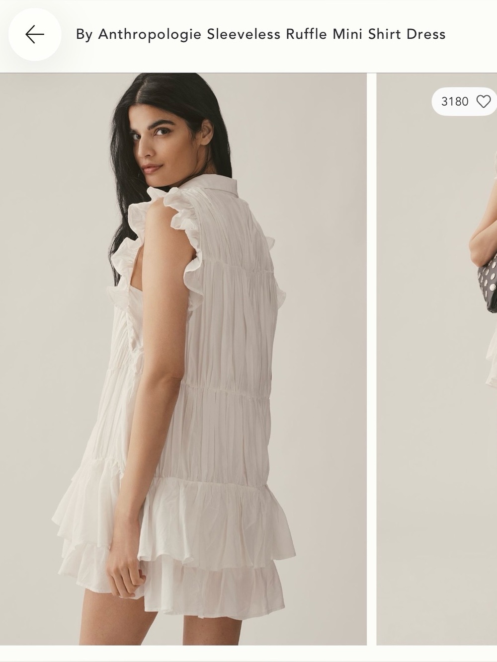 By Anthropologie Sleeveless Ruffle Mini Shirt Dress - Picture 5 of 5